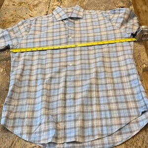 Peter Millar Light Blue and Beige Plaid Shirt